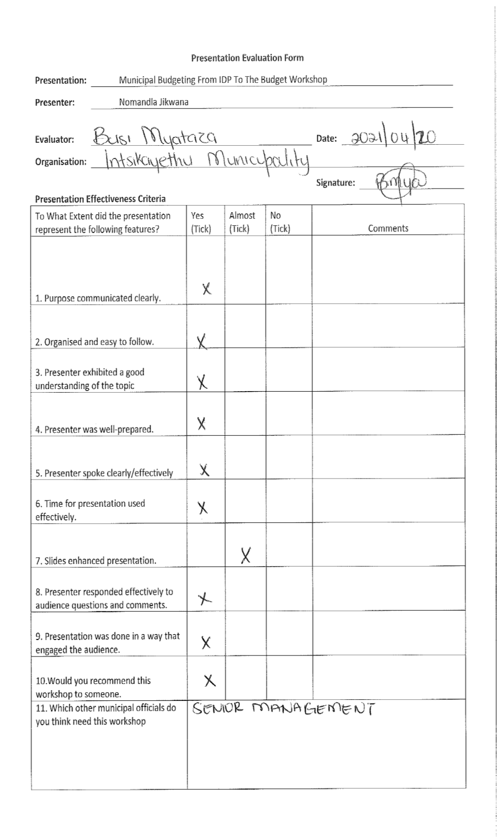 Evaluation Form - Intsika Myataza - 20April21